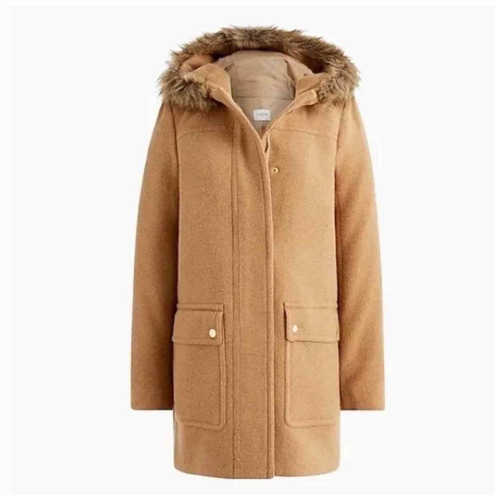 J Crew Mercantile Camel Vail Wool Blend Parka Coat